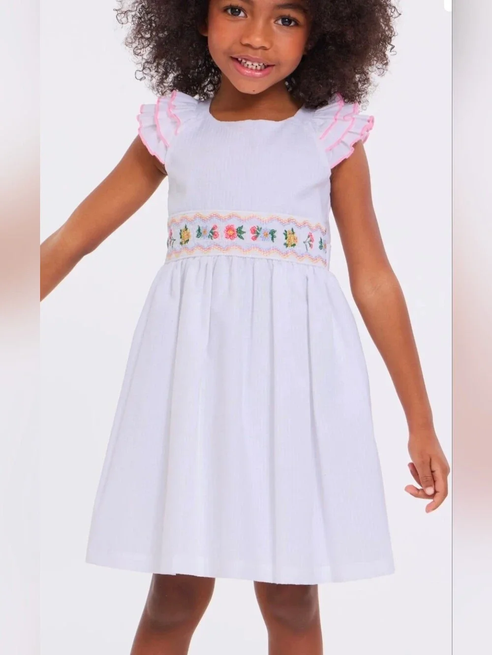 Bonnie Jean Baby Embroidered Smocked White Dress 12 18 24 Months